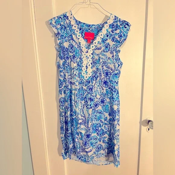 LILLY PULITZER SIZE M JOAN TUNIC TURQUOISE OASIS PRINT - Picture 1 of 6